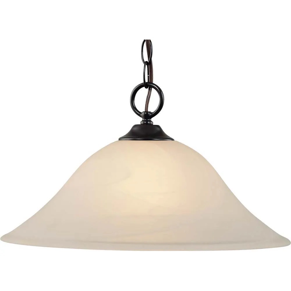 Single Light Antique Bronze Pendant With Alabaster Glass
